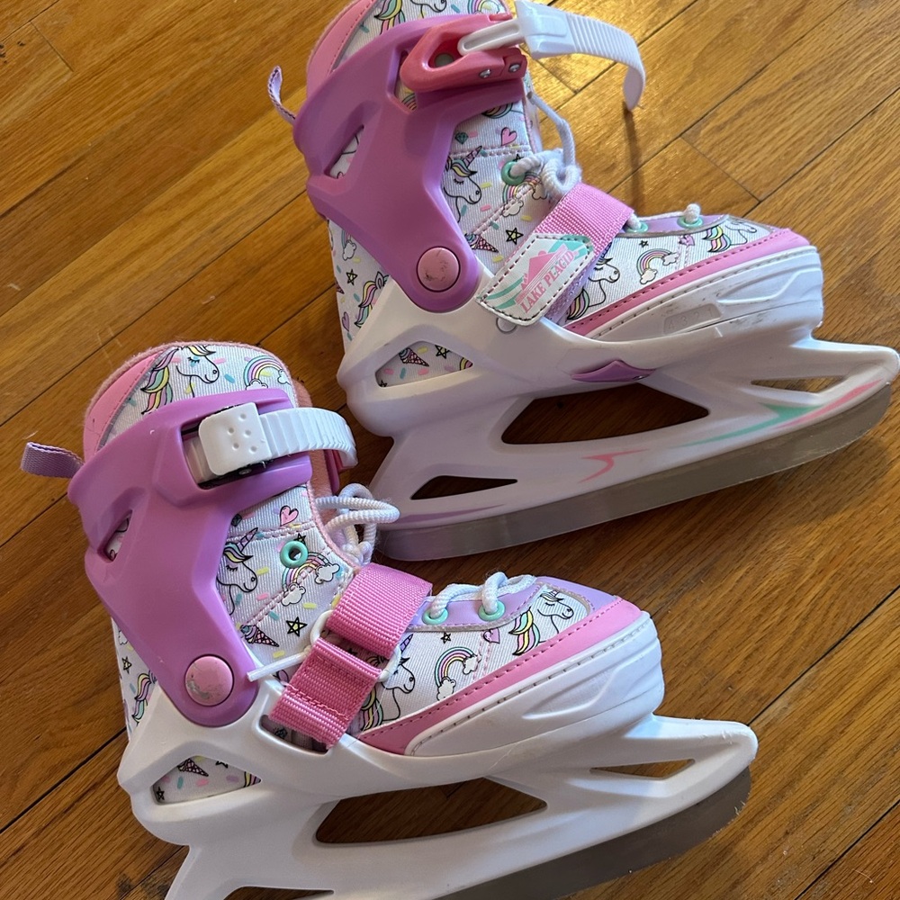 Pink and White Unicorn Ice Skates